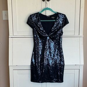 Lulu's Sparkling Navy Blue Sequin Mini Dress